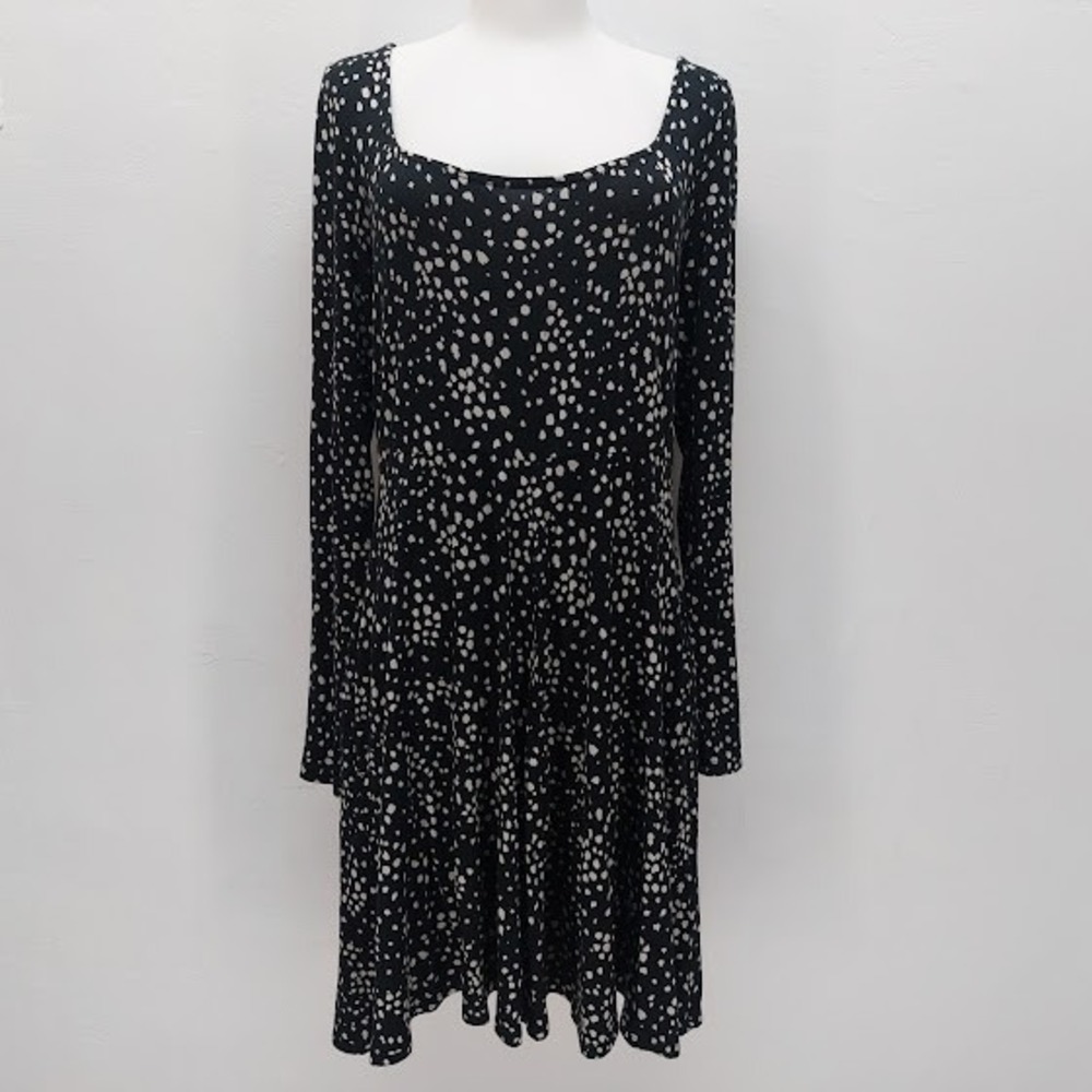 Z Supply Dress Women's XL Black White Dot Square Neck Long Sleeve Minimalist